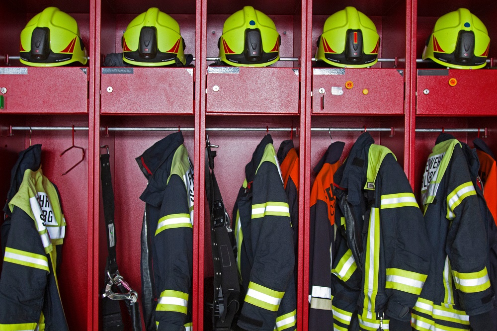 Bekleidungsspind in einem Feuerwehrhaus